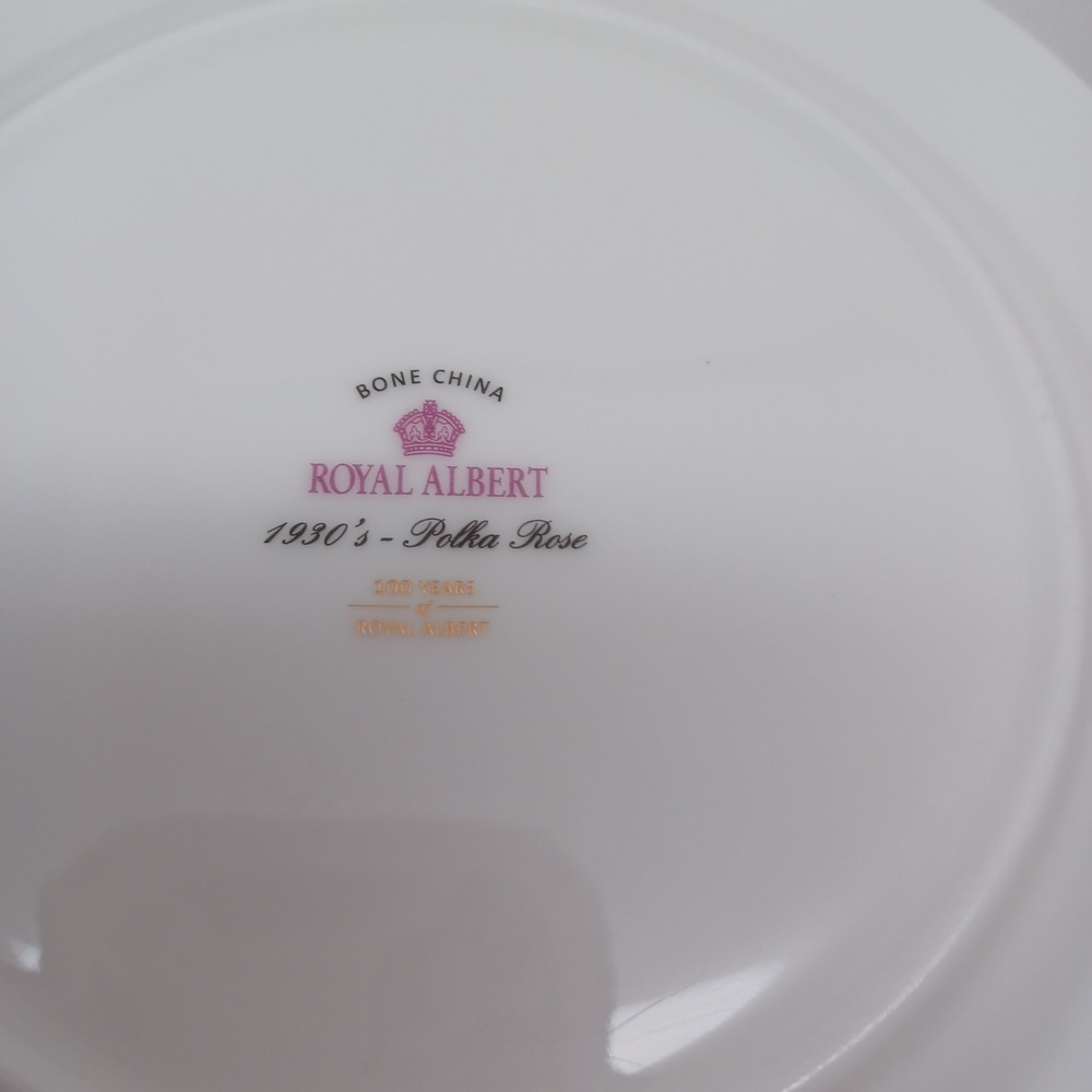 Royal Albert Polka Rose 1930s Salad Plate 8" Mint Green Gold Trim Bone China - Picture 3 of 12